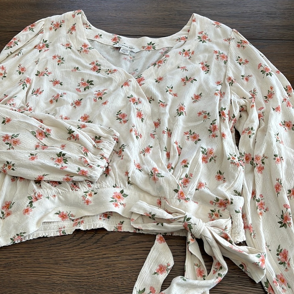 Floral cropped wrap top from american eagle